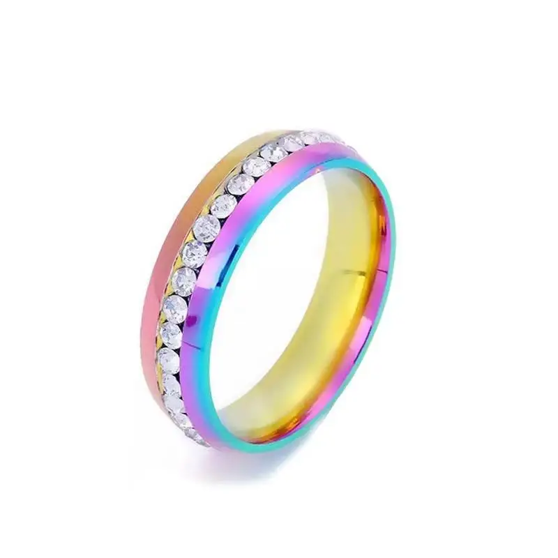 

Color diamond couple ring 6mm smooth arc stainless steel ring accessories