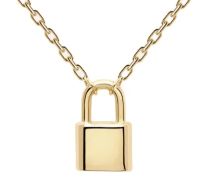 

Classic Wholesale 925 Sterling Silver Glossy Jewelry 18K Gold Plated Initial Letter Lock Pendant Necklace