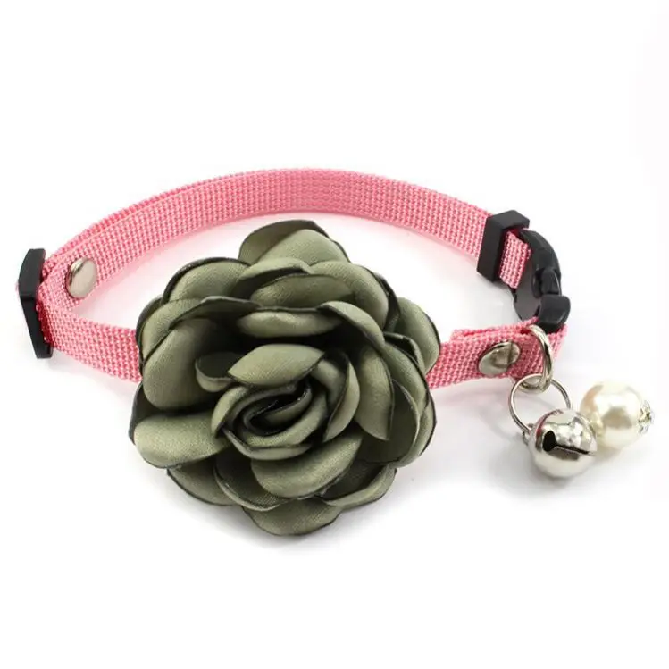 

Adjustable Cute Flower Small Dog Cat Collar with Bell, As picture