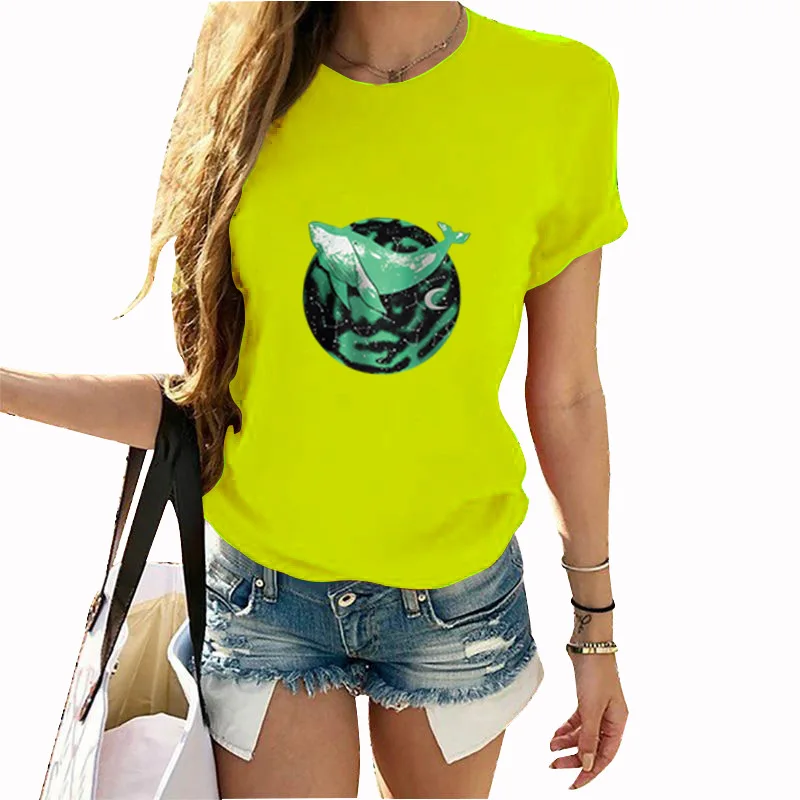 

Amazon Hot Sale Ladies Fashion Protect whales T shirt Heat transfer print T shirt, Customized colors