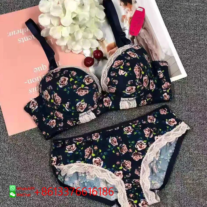 

Fashion design wireless modal spandex bra set ladies girls underwear stocklot for Thailand Japan Korea market