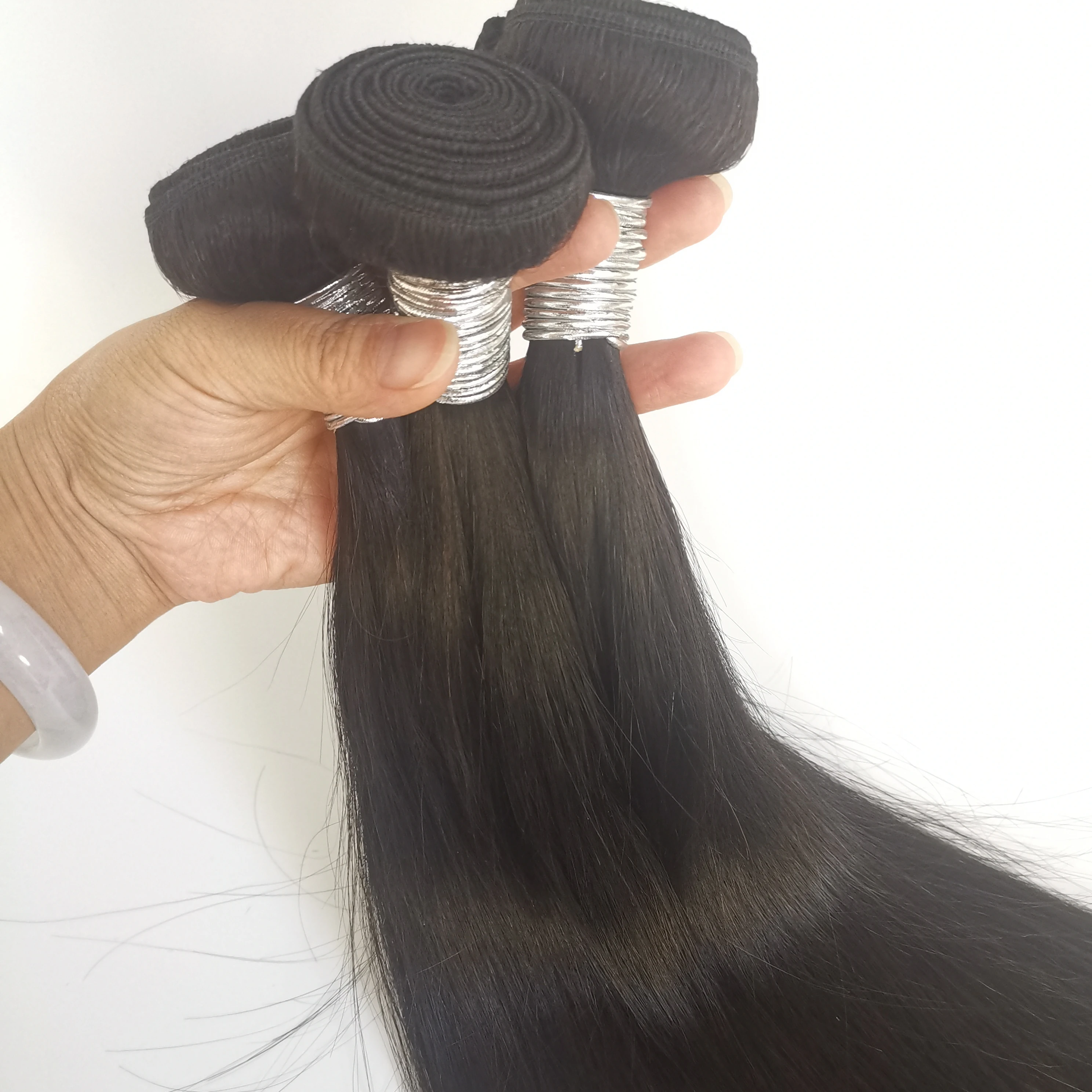 

YC032 Factory directly sale real weft hair extensions women's black color straight hair weft, Natural colors