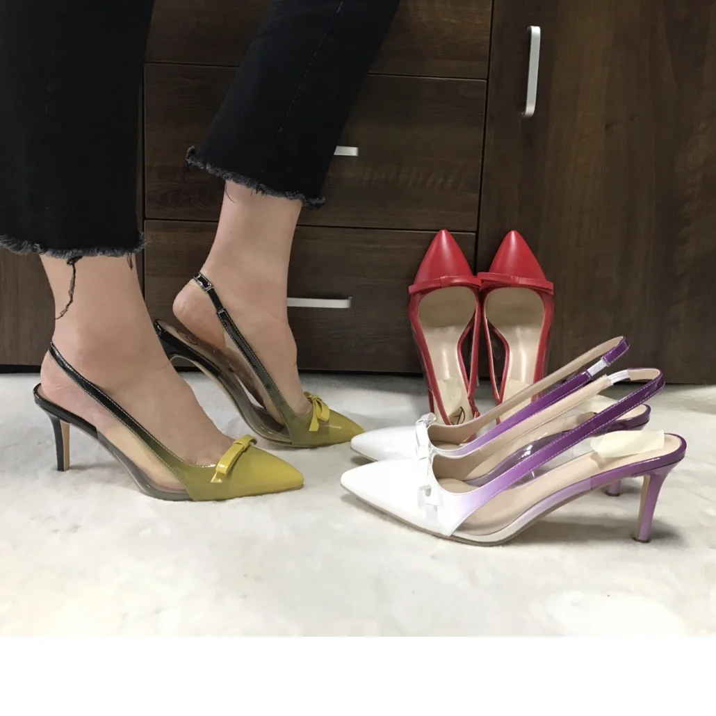 

Wholesale sexy red ladies pumps mid heels pointed toe women shoes, Black,red