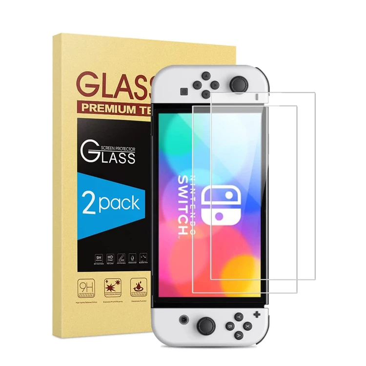 

2 Pack 0.33MM 9H Hardness HD Clear Tempered Glass Screen Protector For Nintendo Switch OLED model 2021