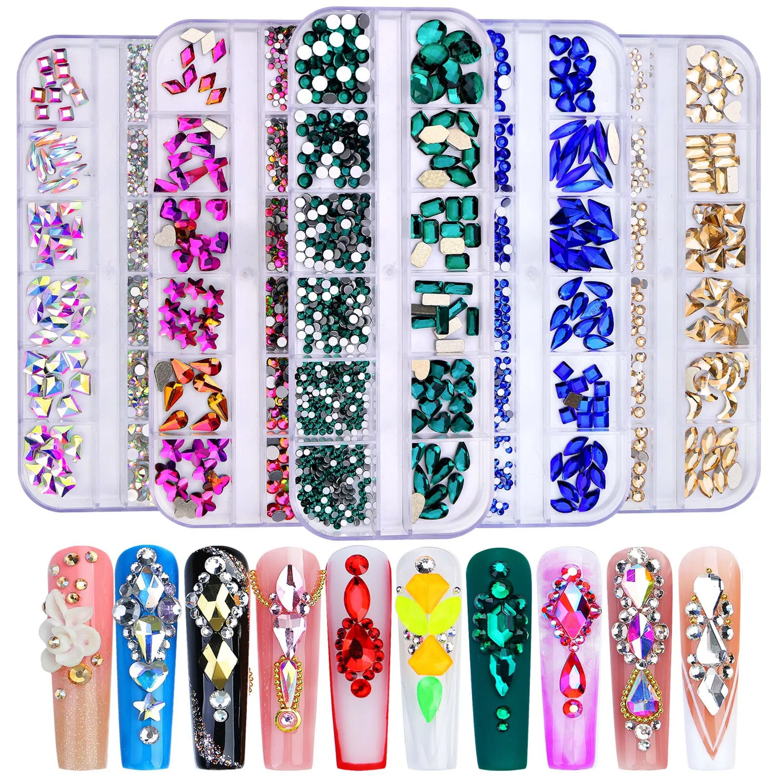 

Misscheering Flat Bottom Glass Nail Rhinestones Decorations Crystal 3d Nail Art Accessories Shaped rhinestones