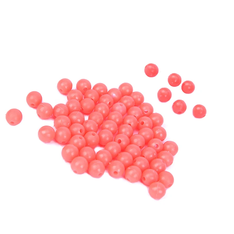 

WeiHe 8*8mm 1000pcs/bag Hard Plastic Red Fishing Beads Olive/Round Fishing Float Stopper Luminous Beads at Night Fishing