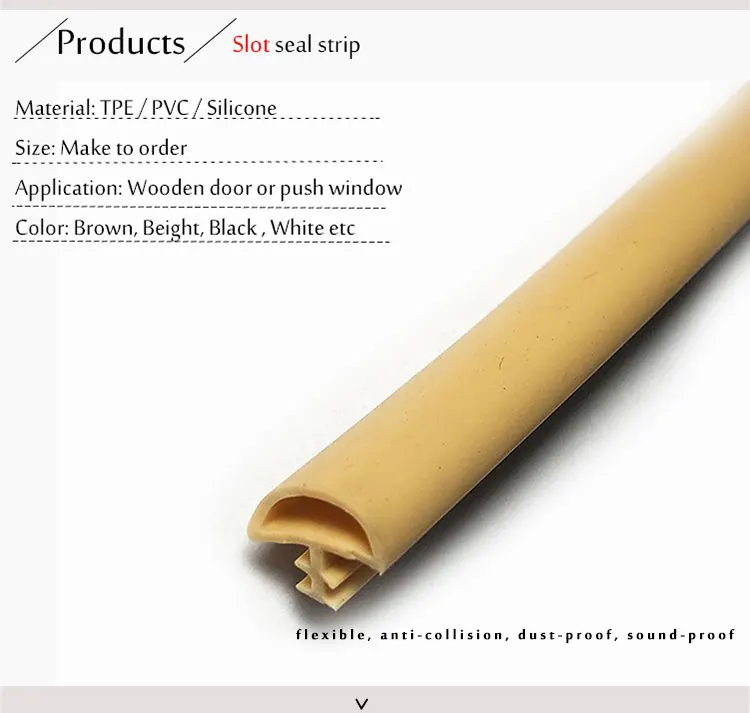 Tpe Silicone Wooden Door Frame Slot Seal For Push Window Groove Anti