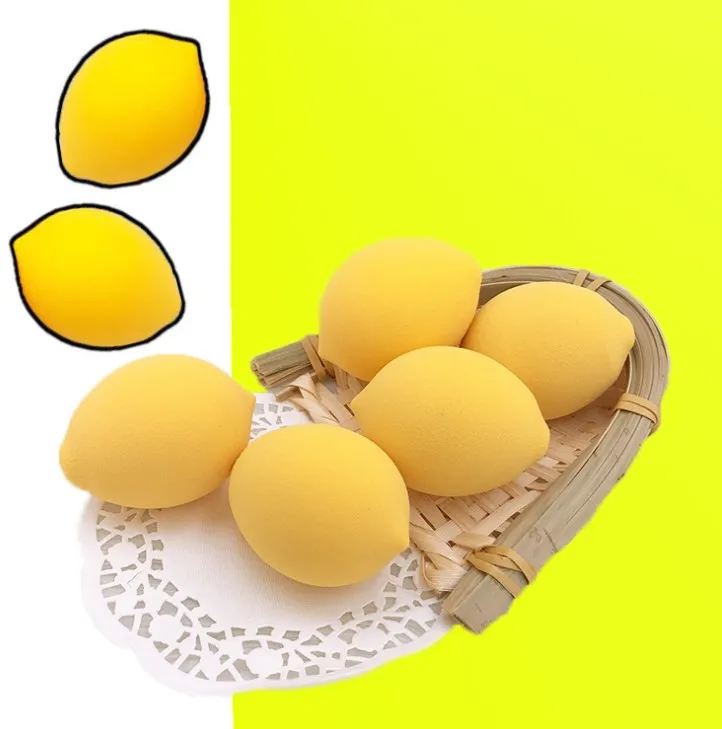 

New Fruit Shape Cosmetic Puff Lemon Peach Makeup Blender Cosmetic puff Beautiful Makeup Sponge, Yellow green