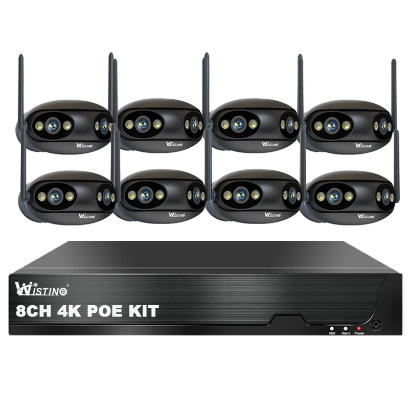 

Wistino 8ch POE 4K Security Kit Two Way Audio 180 Degree Dual Lens Night Vision Lan 8MP Home Surveillance System