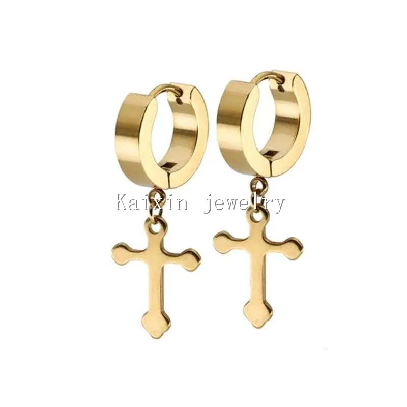 

New best selling Cross Earrings stainless steel piercing jewelry men's women's Earrings Jewelry