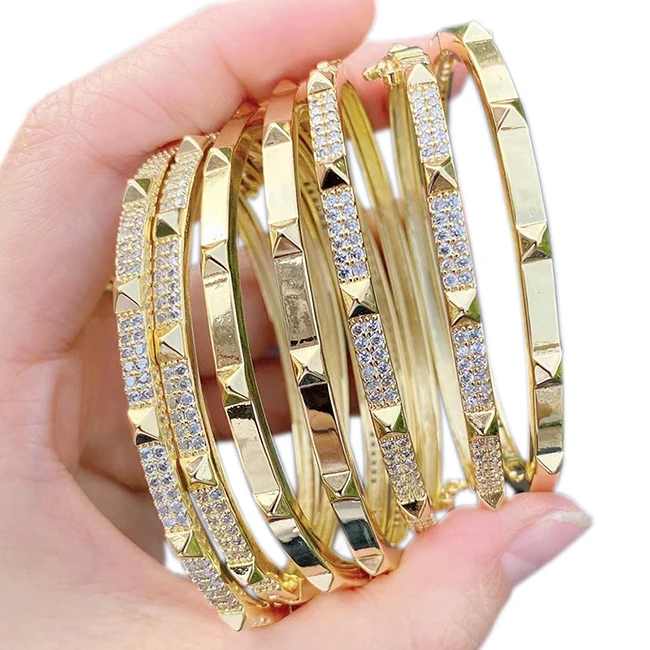 

2021 fashion zircon bangles crystal bracelets for women 51479 crystal Luxury jewelry 18K plated brass zircon bangles
