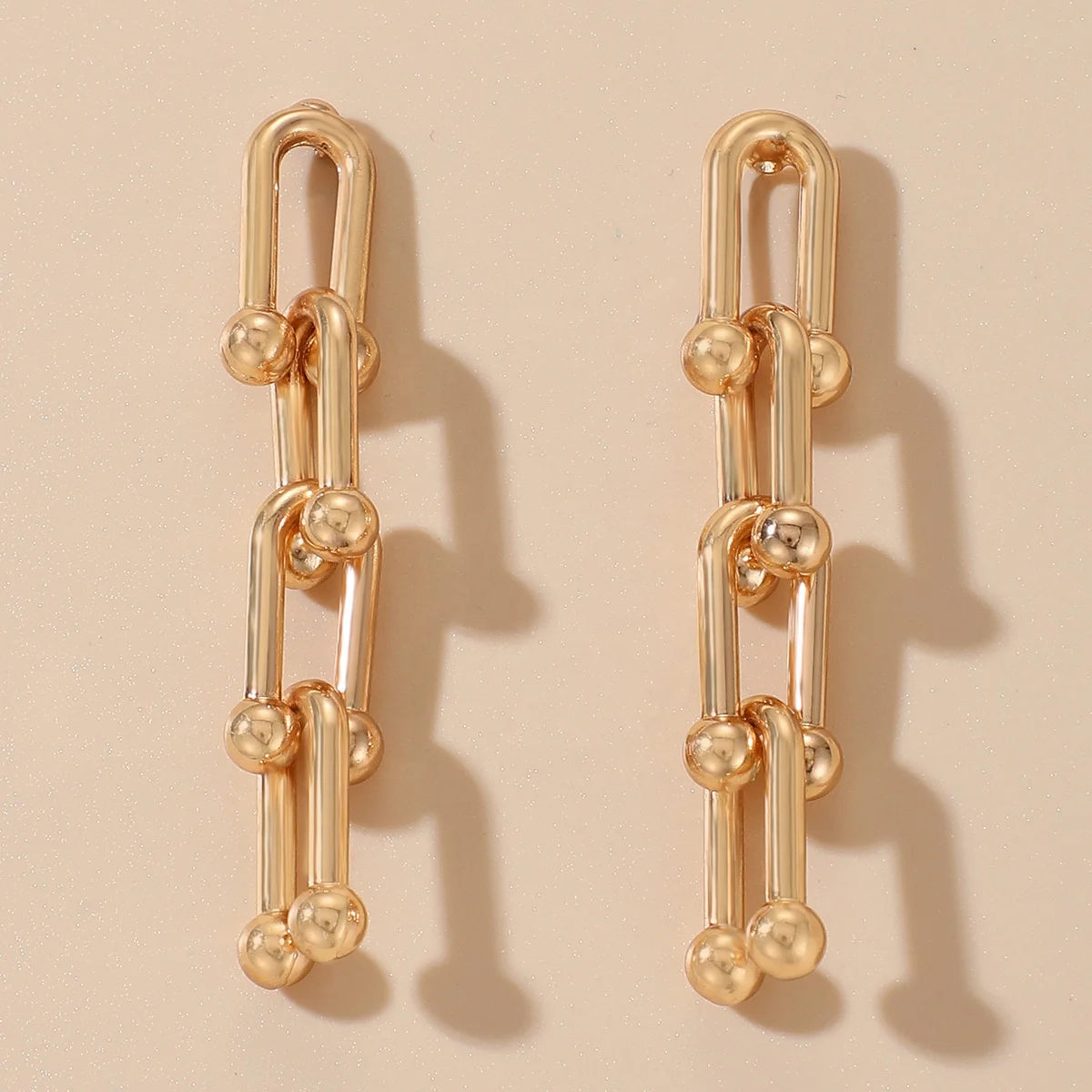 

Kaimei European American U-shaped chain earrings personality high cold fashion multi-joint chain long drop dangle earrings, Many colors fyi