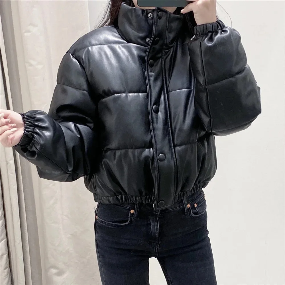 

2020 Winter Fashion Warm Cropped Puffer Jacket For Women leather jacket women spring womens fur and leather jacket coat, Customized color