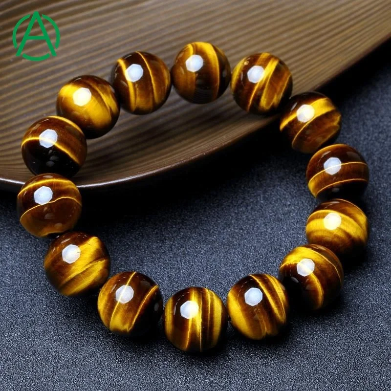 

ArthurGem Grade AAAA Natural Tiger Eye Stone Beads 6/8/10/12/14/16/18mm Mens Yellow Tiger Eye Bracelet, 100% natural color