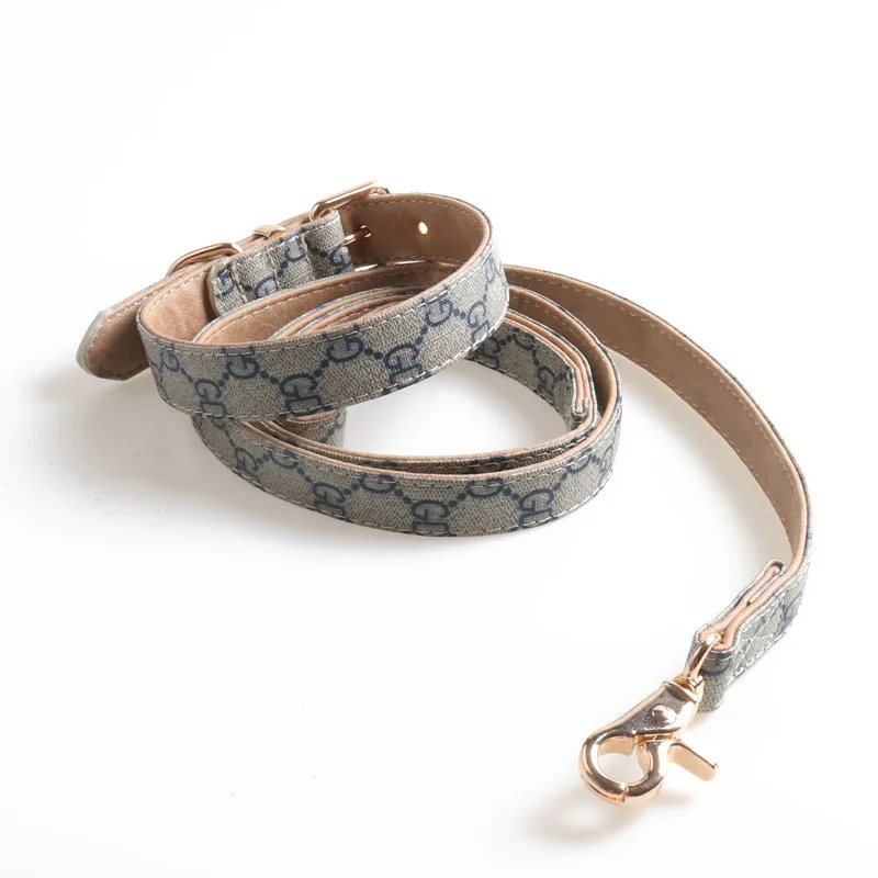 

New Arrival High Quality Custom Luxury Leather Cat Dog Pet Collars And Leash Set, Picture
