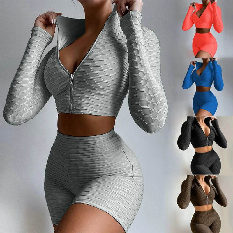 

Newest hot selling honeycomb style yoga set women sports bra scrunch yoga wear tiktok leggings set