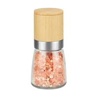 

Beech Wood 18/8 Stainless steel ring Ceramic Grinder Salt and Pepper Spice Mill with 140ml glass jar