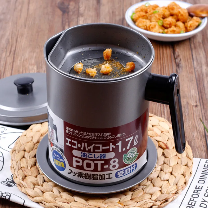 

Kitchen Cooking Tools Creative Oil Container,1.4/1.7L Leakproof Fried Oil Filter Can Bottle Oil Pot Storage Bottle, Silver