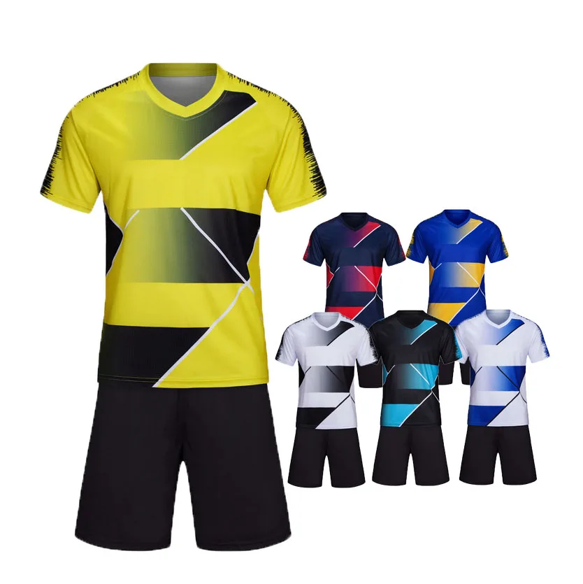 

Thai quality sublimation custom bulk football uniforms kits 2020 cheap sport jersey soccer, White, fluorescence, orange, blue, navy