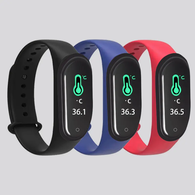 

2020 Amazon Best Selling Digital Watch Waterproof Fitness Bracelet Sport Silicon Wristband M4 Pro Body Temperature Smart Watch, Red/black/blue