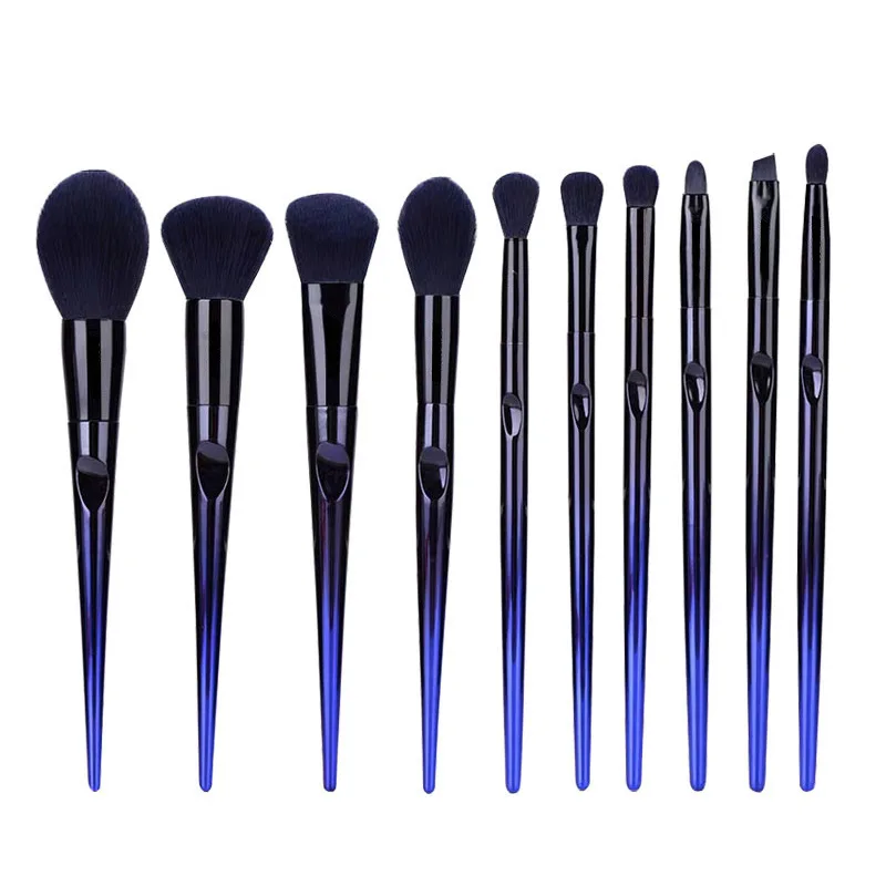 

HZM AMAZON Custom Logo 10pcs Sample Blue Makeup Brushes Sets Eyebrow Blending Lip Brush Eyeshadow Makeup Brush Set, Customized