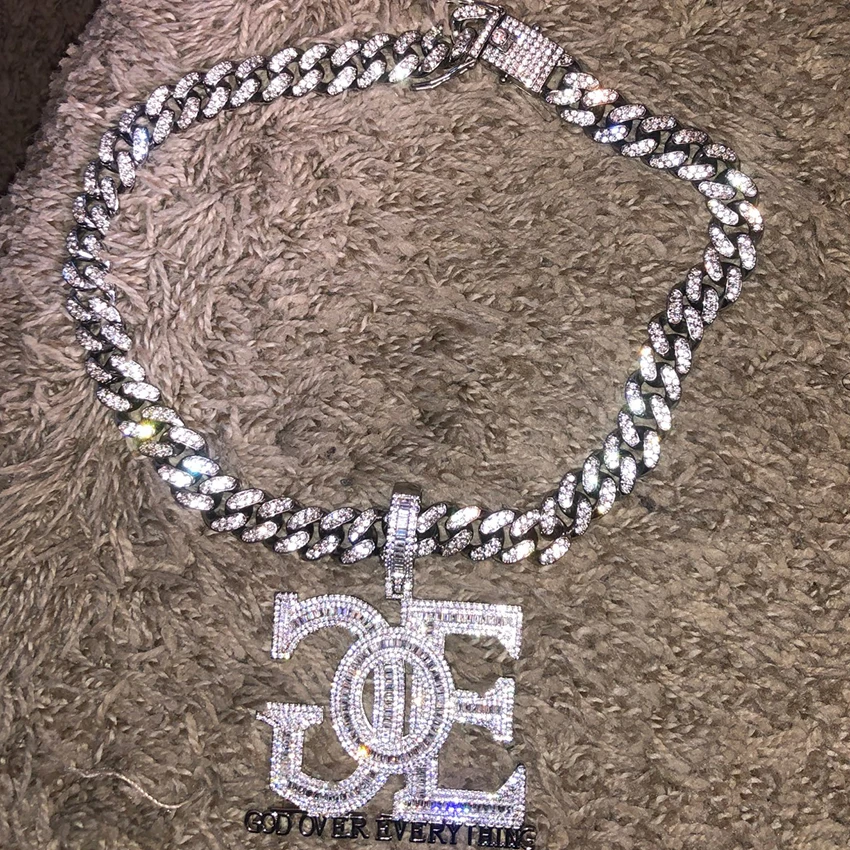 

hip hop men jewelry custom iced out S925 moissanite diamond initial pendant