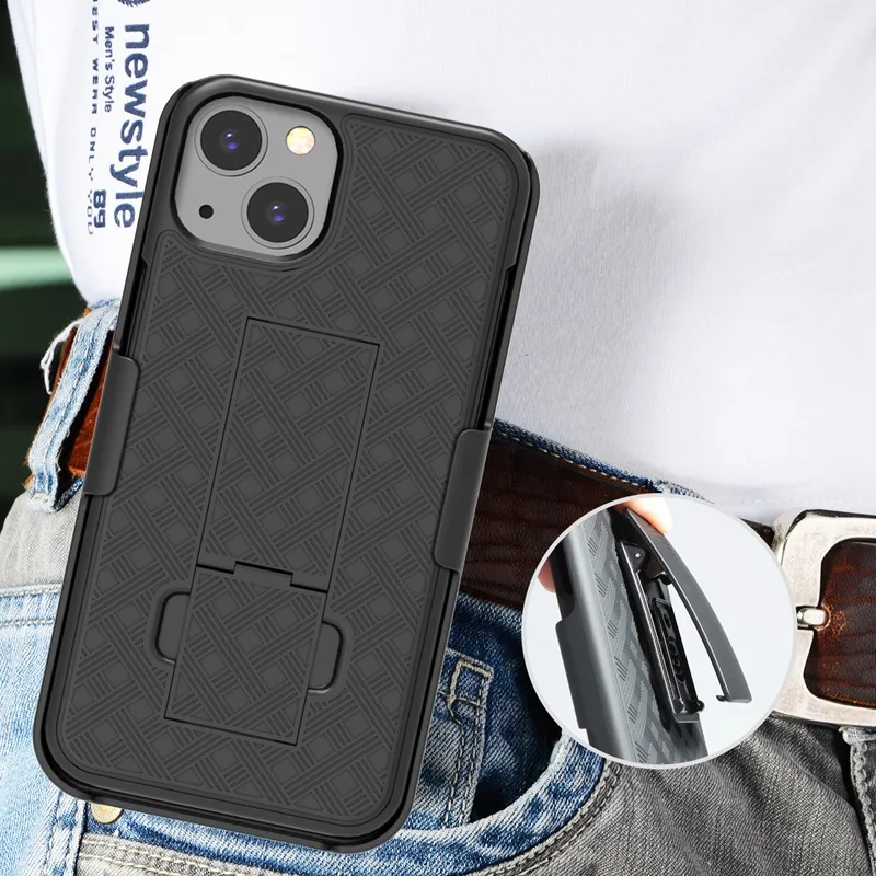 

For iphone 13 Pro Max Case, Fashion Weave Pattern Holster Combo Hard PC Phone Cover for iPhone 11 12 XS Max 7 8