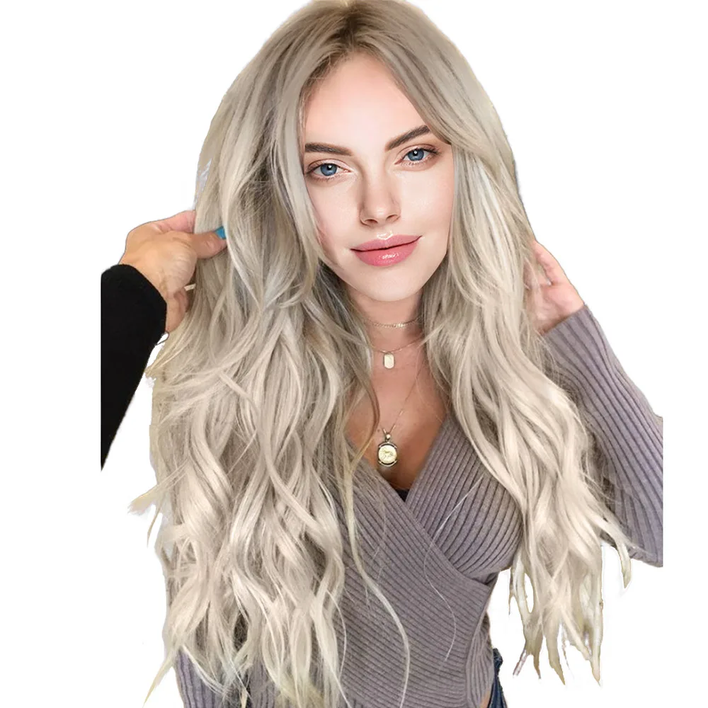 26 Inch Long Beautiful Kinky Curly Blonde Wear And Go Glueless Synthetic Wigs For Ladies Daily