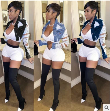 

Hot selling in the stock ripped mini jeans jacket women clothing fashion denim coat, Rose red