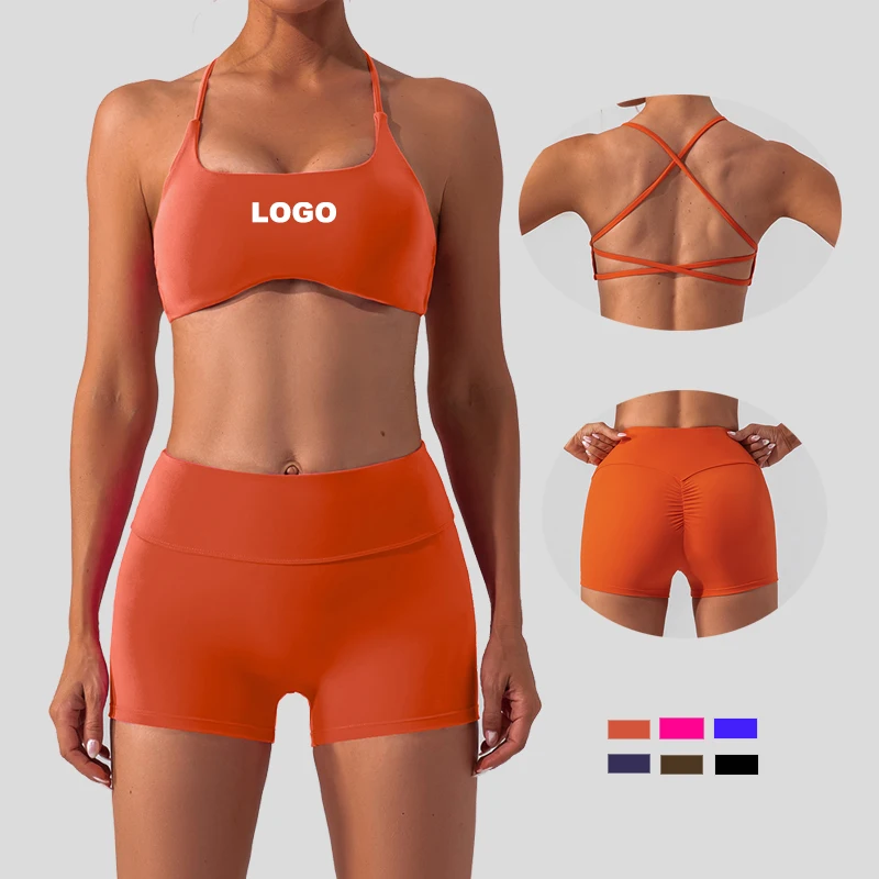 

2023 Yoga High Support Sport bra High Waist Scrunch butt biker tights Shorts Gym Fitness Sets Women Sportswear yoga Sets