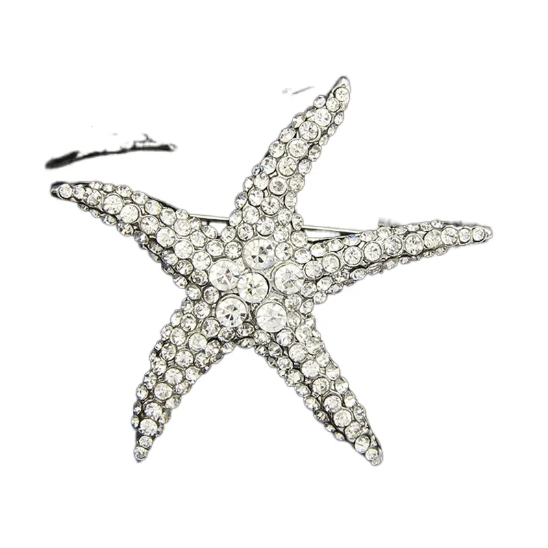 

Amazing Transparent Crystal Starfish Rhinestone Brooch Costume Jewelry Brooch for Women