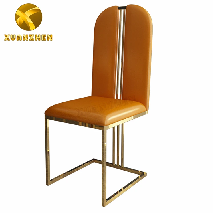Hotel Furniture Gold Metal Dinning Chair Luxury Wedding Dining Room Chairs Modern White Leather