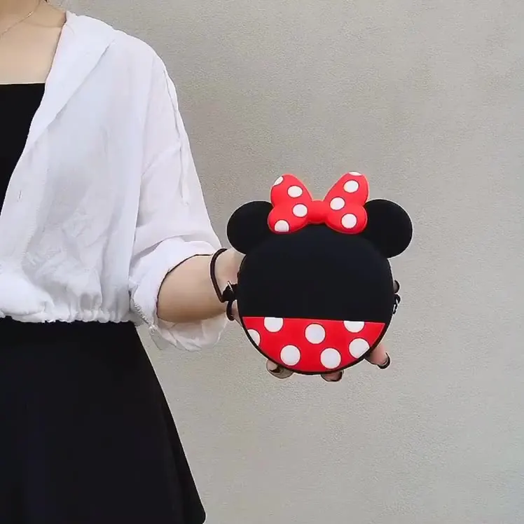 

Soft Silicone Money Bag mickey and minnie Mini Coin Purse Lovely Cute Cartoon Pouch girls purse kids handbags, Beige