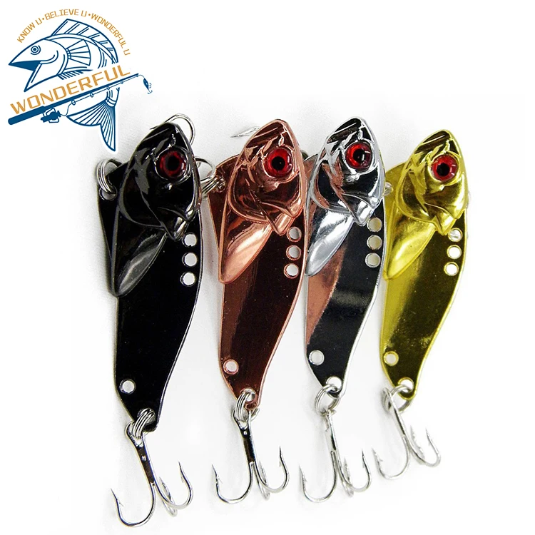 

High Quality 10.8g  Hard Metal Artificial Jigging Rattle VIB Sinking Fishing Lure With Treble Hook, 4 colors