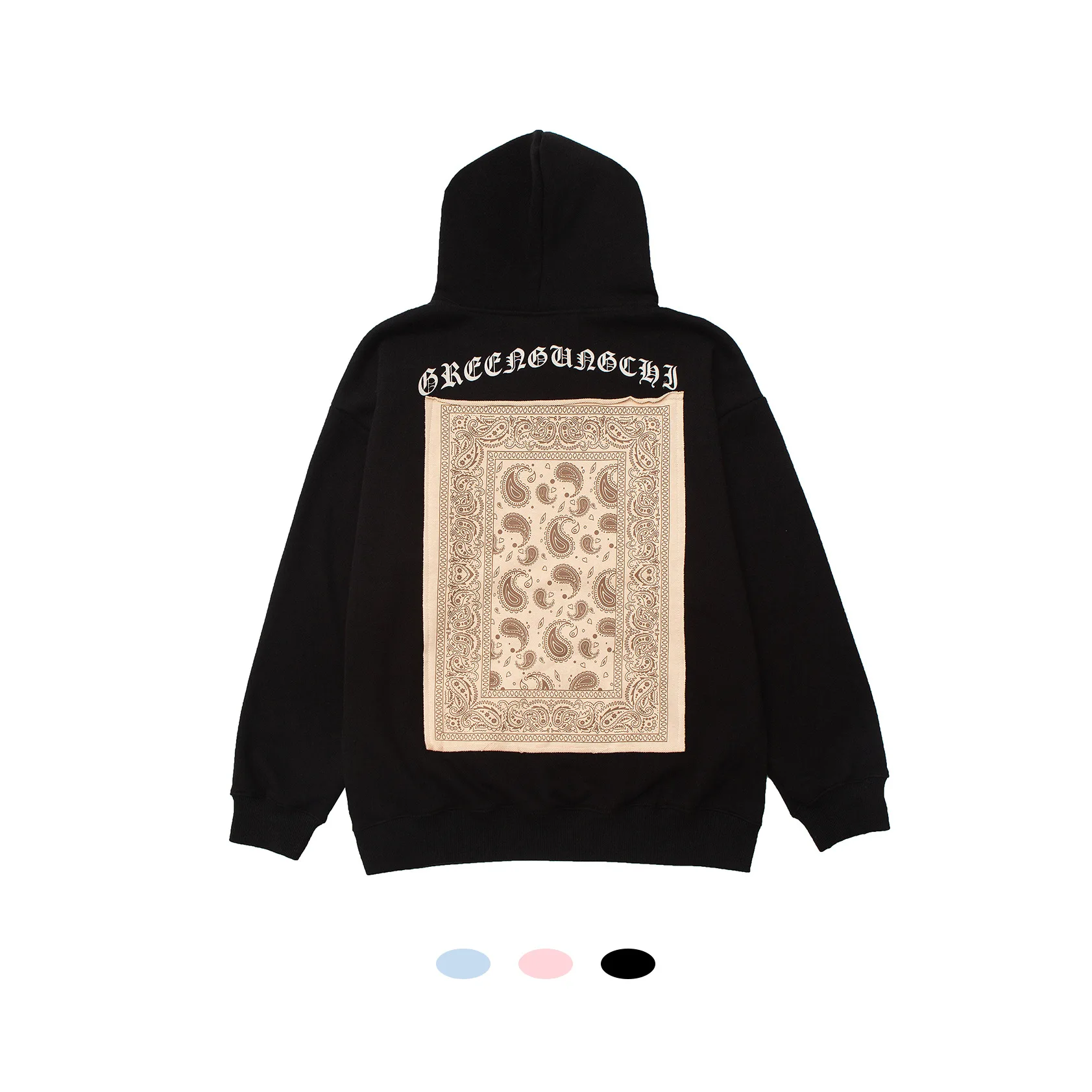 

American street style men's fleeced jacket with cashew floral motif drop shoulder hoodie plus size pullover mens clothing