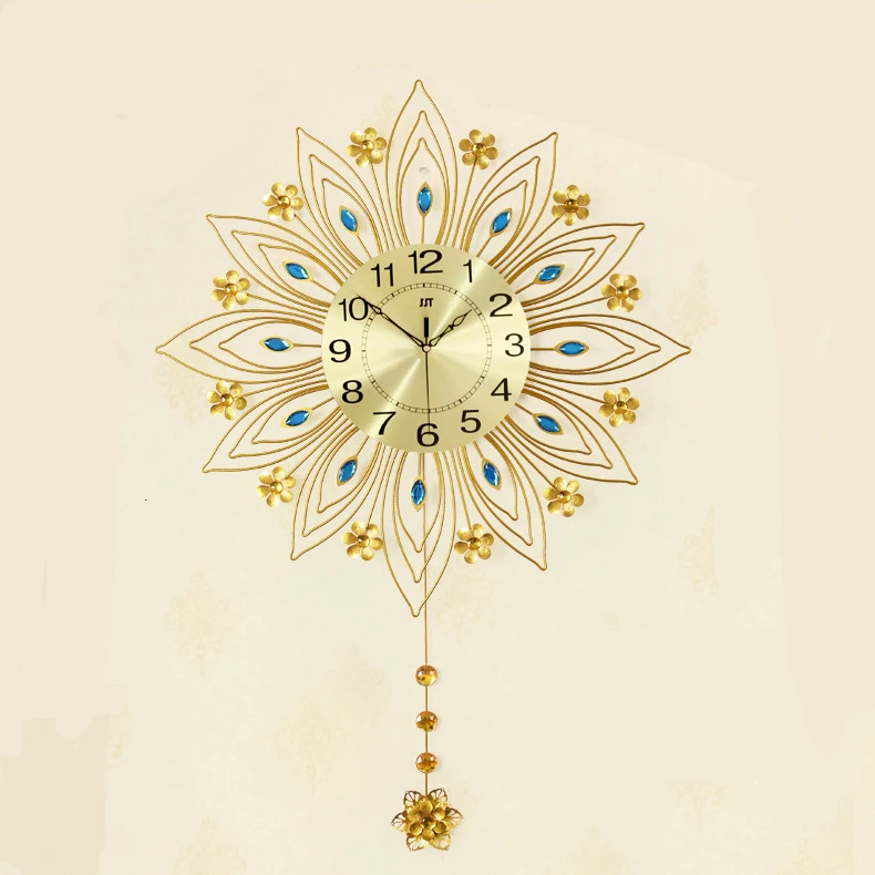 

2020 New Year European Style Nordic Home Decor Fashion Gold Decorate Metal Wall Clock