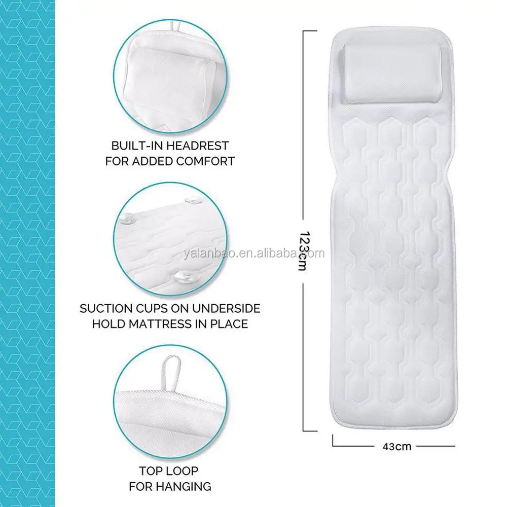 Soft and washable Massage cooling Bath pillow, Headrest Pillow for Bathtub