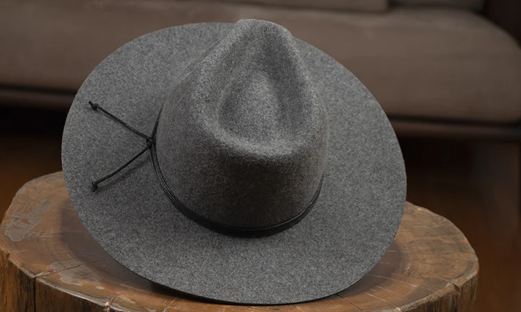 buy 羊毛毡宽帽檐软呢帽,扁宽帽檐软呢帽毡帽,酷平顶帽帽子 product