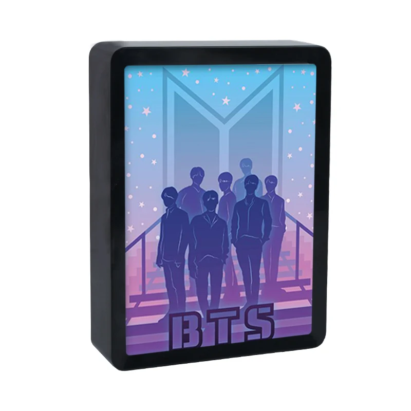 

2021 New Kpop BTS Fan Support 3D Paper Cut Light Bangtan Boys Small Table Lamp Photo Frame Custom Gift