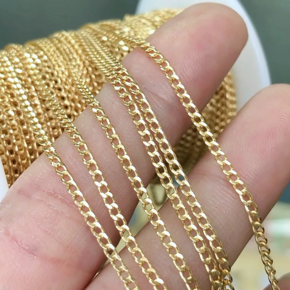 

New 2.0mm Cuban Chain 14K Gold Filled for women Jewelry Making Necklaces