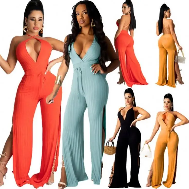 

JEAN Best Seller Hollow Out Solid Color Backless Rompers Womens Jumpsuit Women 2021 Ladys Jumpsuit