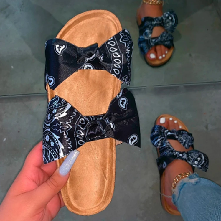 

MD-2021010526 Women Sandals 2020 New Style Summer Sandals Womens Slides Bowknot Sandals