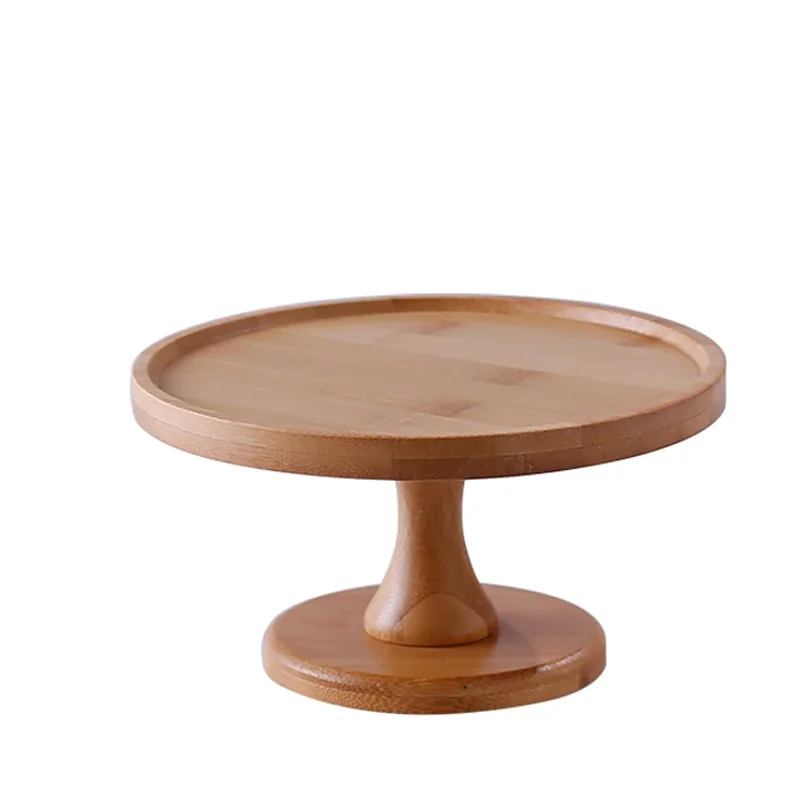 

bamboo wood cake stand with glass dome cover lid for home wedding and decoration