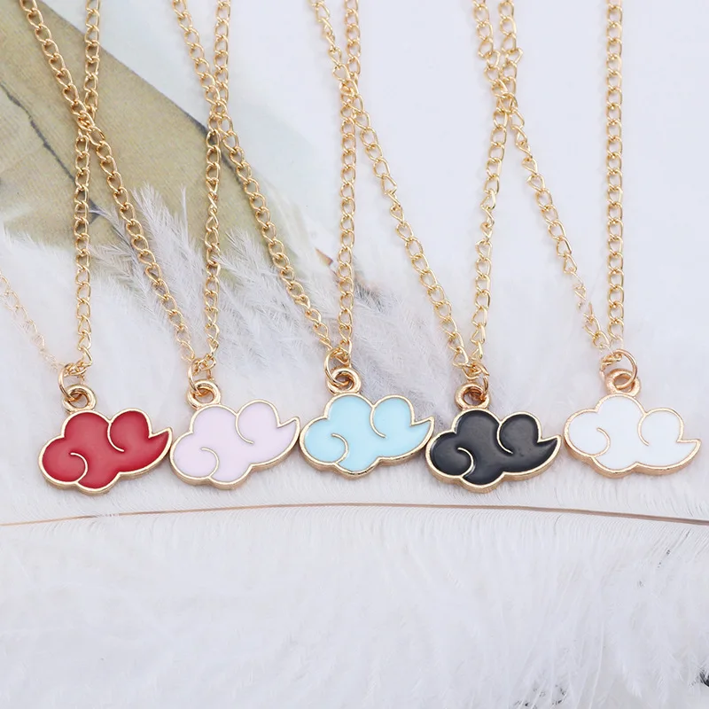 

Couple Japanese Anime Cosplay Necklace Akatsuki Organization Red Cloud Sign Metal Pendant Necklace Party Women Men Choker