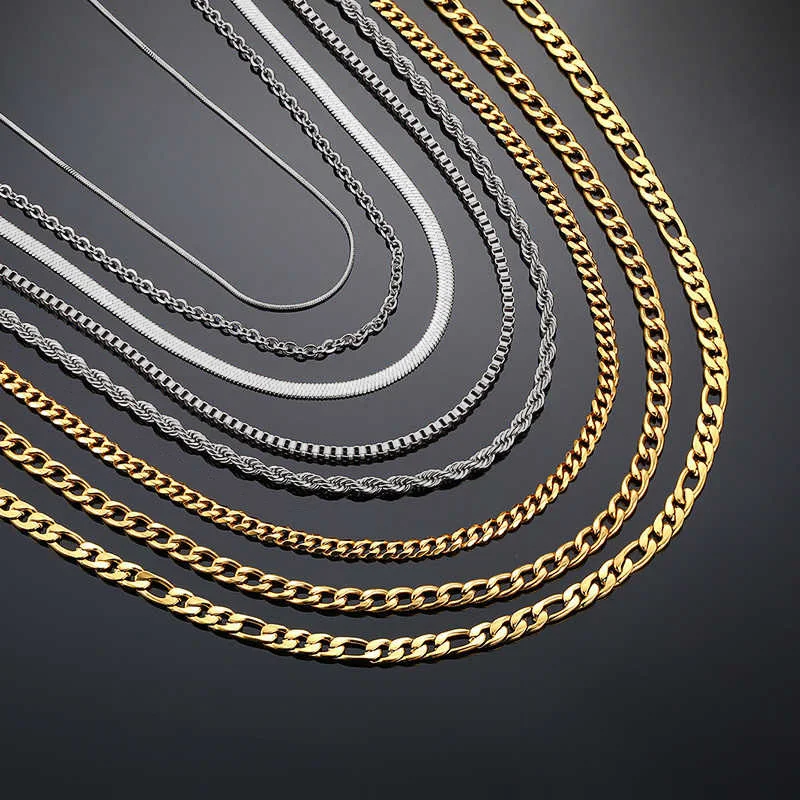 RINNTIN BSC-10 Hiphop Custom 14K Gold Chain Necklace Fine Jewelry Cadena De Plata 925 Sterling Silver Chains for Women Men