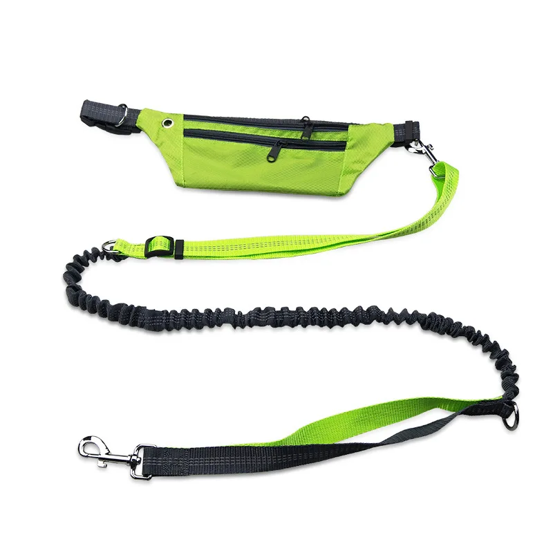 

Hands Free Lightweight Adjustable Reflective Waist Belt Pouch Bag Running Bungee Dog Leash, Black, green, blue, rose red