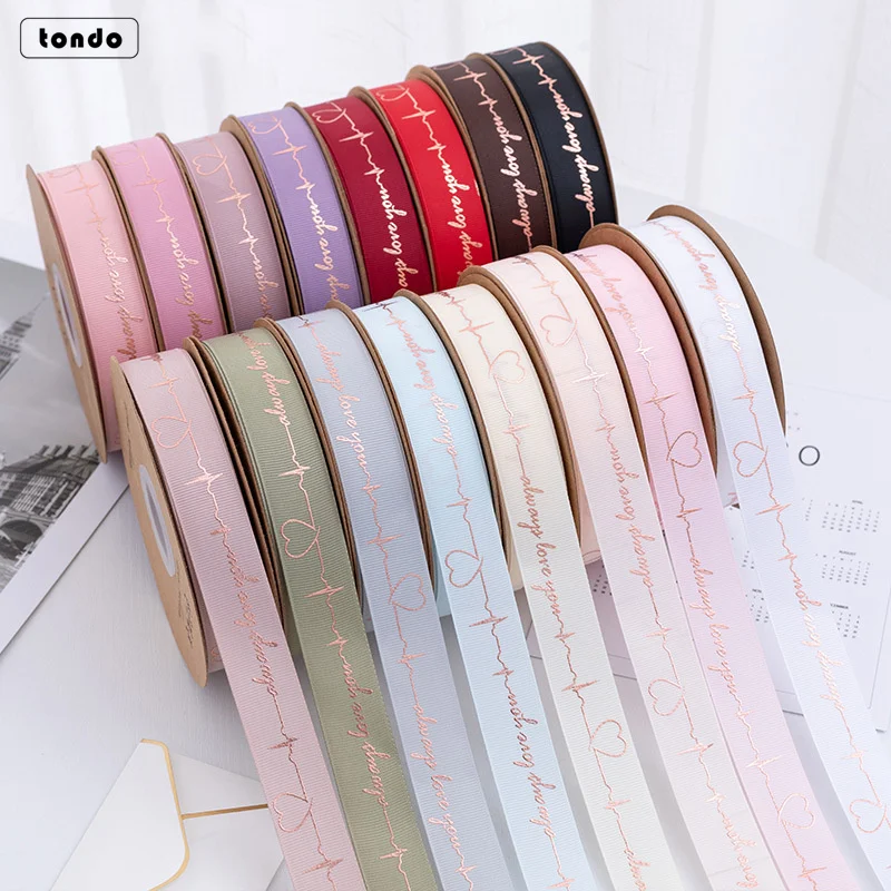

gold printed i love u ribbon grosgrain character ribbon