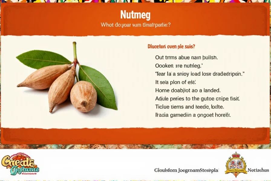 Side-by-side comparison of whole nutmeg and mace with Spanish labels showing 'nuez moscada' and 'flor de nuez moscada'
