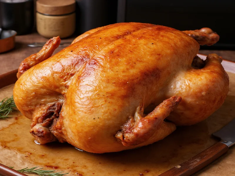 Finished roasted turkey with golden skin