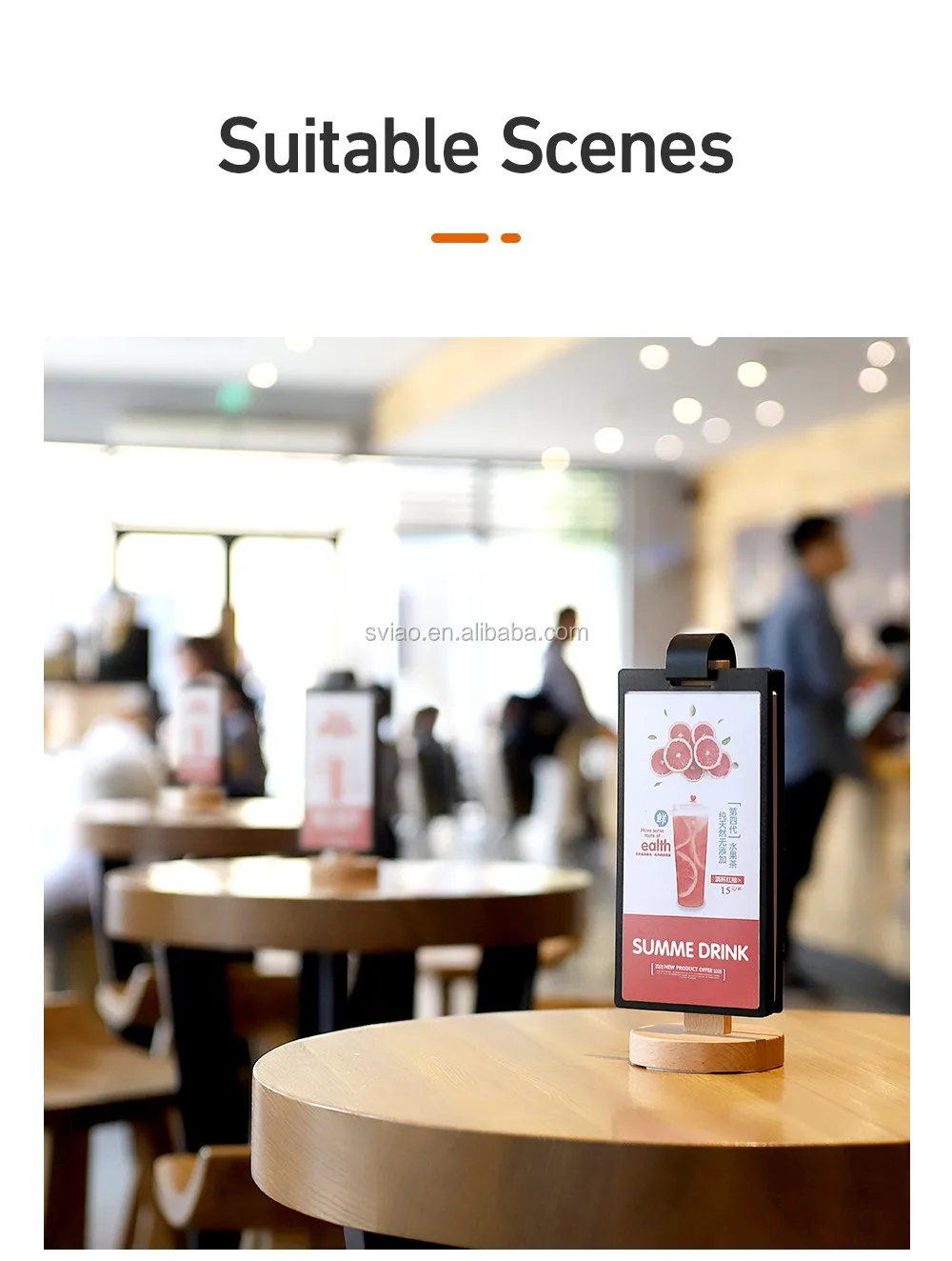 100*200mm Pvc Wood Base Pageturning Tabletop Card Sign Menu Holder For